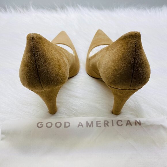 Good American Tan Suede pump heels Size 9.5 Brand new with box - Picture 5 of 7